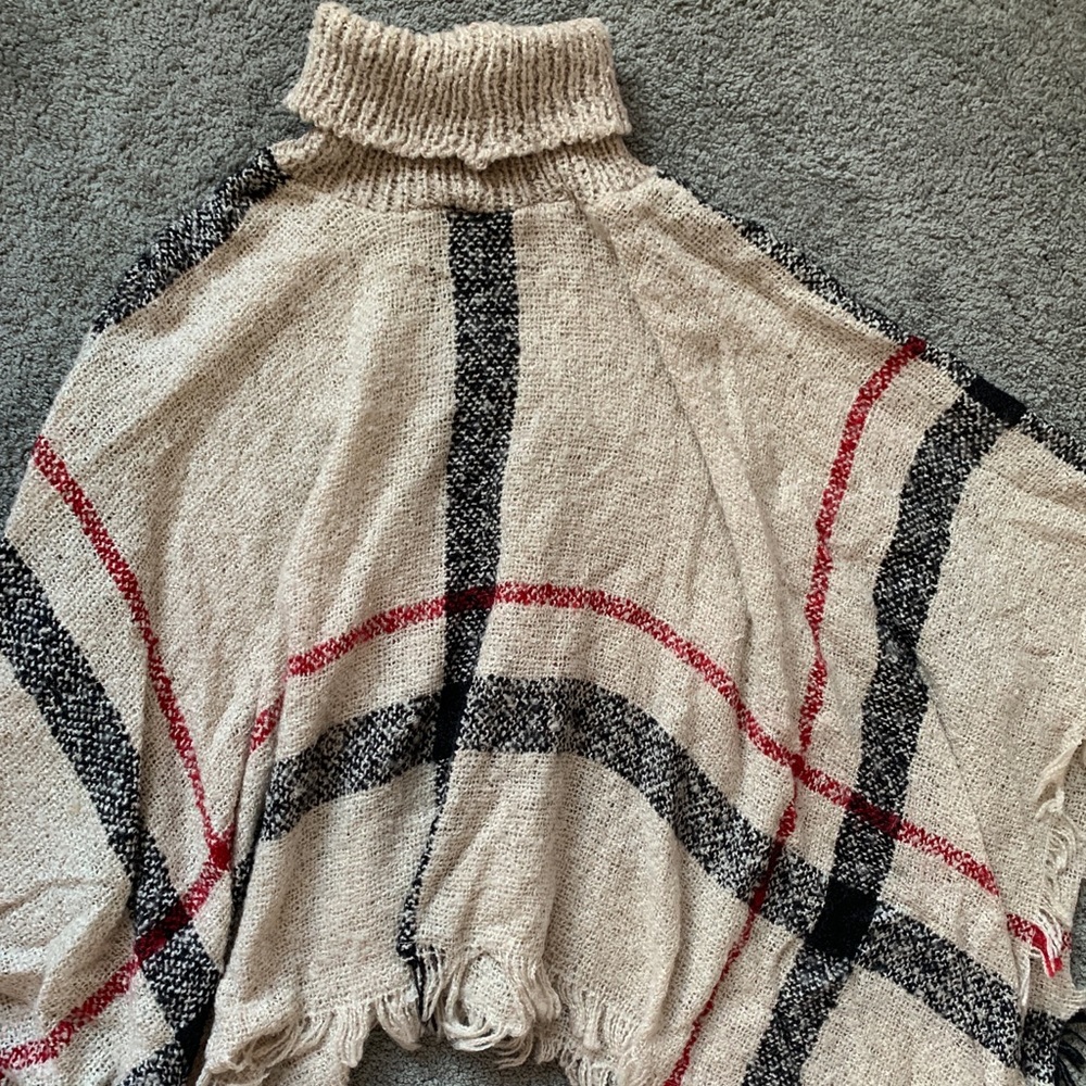Plaid Pattern Poncho